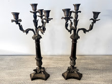 Charger l'image dans la galerie, Victorian Bronze Four-Branch Candle Holders-Blossoms