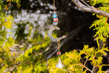 Load image into Gallery viewer, Vintage Crescent Moon Brass Wind Chime with Glass Beads