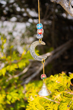 Load image into Gallery viewer, Vintage Crescent Moon Brass Wind Chime with Glass Beads