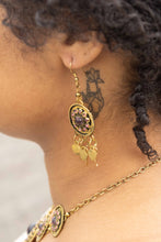 Load image into Gallery viewer, Vintage Solid Brass and Murano Glass Necklace with Earrings (Purple Glass)