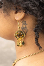 Load image into Gallery viewer, Vintage Solid Brass and Murano Glass Necklace with Earrings (Orange Glass)