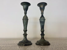 Charger l'image dans la galerie, Antique Bronze Single-Branch Candle Holders-Ribbed Patina