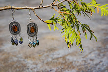 Charger l'image dans la galerie, Silver-Finished Brass Necklace with Murano Glass Accents-Orange