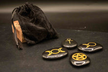 Load image into Gallery viewer, Moon Magic Engraved Onyx Crystal Set | Goddess Wiccan Crystal set, Reiki Healing Stones | Meditation Gems Gift | Spiritual Protection Crystals | Divine Feminine Crystal Set