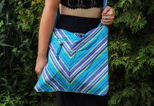 Charger l'image dans la galerie, Organic Hemp Cotton Bag- Striped Green, Blue, Purple