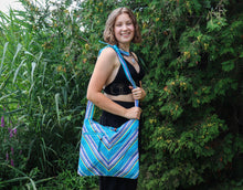 Charger l'image dans la galerie, Organic Hemp Cotton Bag- Striped Green, Blue, Purple