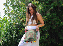 Charger l'image dans la galerie, Organic Hemp Cotton Medium Crossbody Bag-Green Mandala