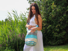 Charger l'image dans la galerie, Organic Hemp Cotton Bag-Multicolour Blue, Cream, Gray