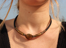 Load image into Gallery viewer, Vintage Brass Beaded Chocker Necklace-Circle Pendant
