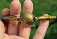 Load image into Gallery viewer, Vintage Brass Beaded Chocker Necklace-Circle Pendant
