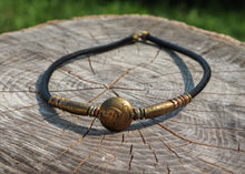 Load image into Gallery viewer, Vintage Brass Beaded Chocker Necklace-Circle Pendant