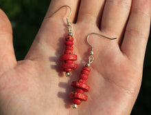 Load image into Gallery viewer, Vintage Red Yak Bone Necklace & Earrings Set on Leather Rope- Circle Pendant