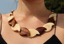 Load image into Gallery viewer, Necklace HaveVintage Yak Bone (Horn) Necklace- Duotone Teardrop Beaded