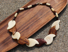 Load image into Gallery viewer, Necklace HaveVintage Yak Bone (Horn) Necklace- Duotone Teardrop Beaded