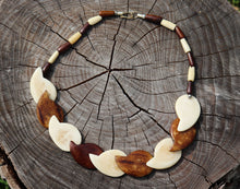 Load image into Gallery viewer, Necklace HaveVintage Yak Bone (Horn) Necklace- Duotone Teardrop Beaded