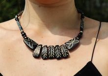 Load image into Gallery viewer, Vintage Yak Bone (Horn) Necklace- Folia Beaded (Dark Oxidized Bone)