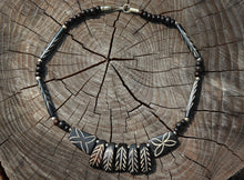 Load image into Gallery viewer, Vintage Yak Bone (Horn) Necklace- Folia Beaded (Dark Oxidized Bone)