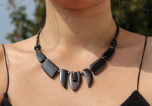 Load image into Gallery viewer, Vintage Yak Bone (Horn) Necklace- Talon Beaded (Dark Oxidized Bone)