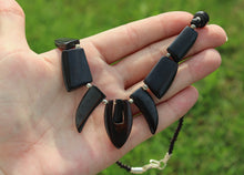 Load image into Gallery viewer, Vintage Yak Bone (Horn) Necklace- Talon Beaded (Dark Oxidized Bone)