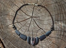 Load image into Gallery viewer, Vintage Yak Bone (Horn) Necklace- Talon Beaded (Dark Oxidized Bone)