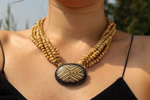 Load image into Gallery viewer, Vintage Yak Bone (Horn) Necklace-Beaded with Oval Pendant (Light)