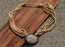 Load image into Gallery viewer, Vintage Yak Bone (Horn) Necklace-Beaded with Oval Pendant (Light)