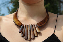 Load image into Gallery viewer, Vintage Yak (horn) Bone Necklace 7 Chakras- Dark Oxidized Bone