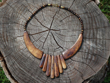 Load image into Gallery viewer, Vintage Yak (horn) Bone Necklace 7 Chakras- Dark Oxidized Bone