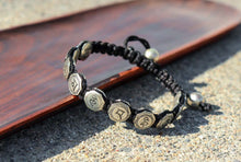 Load image into Gallery viewer, Turquoise & White Metal Mantra Healing Bracelet