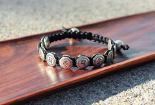 Load image into Gallery viewer, Turquoise & White Metal Mantra Healing Bracelet