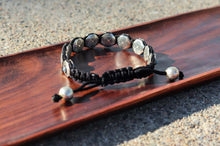 Load image into Gallery viewer, Turquoise & White Metal Mantra Healing Bracelet