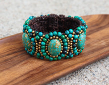 Load image into Gallery viewer, Turquoise Stone Leather Bracelet – Handcrafted Boho Style