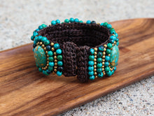 Load image into Gallery viewer, Turquoise Stone Leather Bracelet – Handcrafted Boho Style