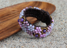 Load image into Gallery viewer, Amethyst Stone Leather Bracelet – Handcrafted Spiritual Jewelry