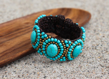 Load image into Gallery viewer, Turquoise Stone Leather Bracelet – Handcrafted Boho Style