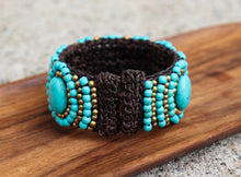 Load image into Gallery viewer, Turquoise Stone Leather Bracelet – Handcrafted Boho Style