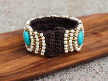 Load image into Gallery viewer, Turquoise & Howlit Leather Bracelet – Boho Natural Gemstone Jewelry