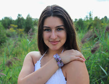 Load image into Gallery viewer, Amethyst Stone Leather Bracelet – Handcrafted Spiritual Jewelry