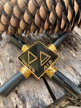 Load image into Gallery viewer, Jet Black Tourmaline 4 Point Gold Plated Pyramid Generator 5 Elements Engraved Air Water Earth Fire Star Crystal Point Gemstone