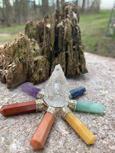 Load image into Gallery viewer, Chakra 7 point Energy Generator with clear quartz generator