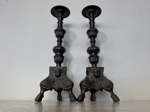 Antique Bronze Single-Branch Candle Holders-Baby Face