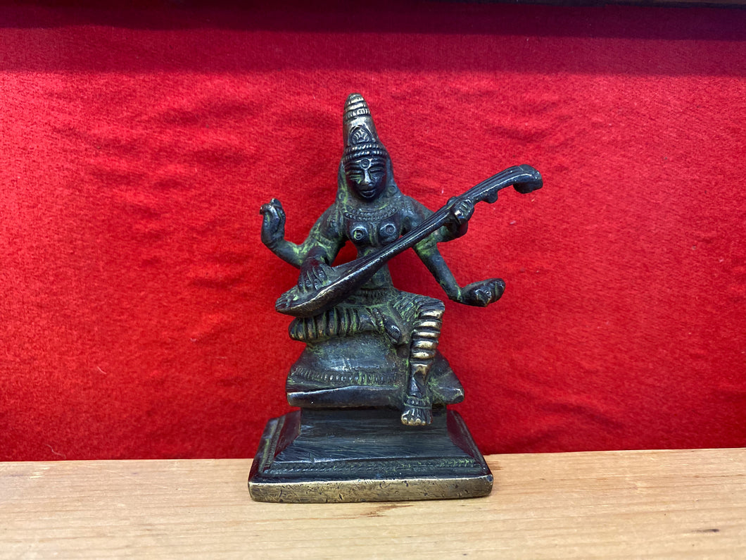 Vintage Bronze Saraswati Statue