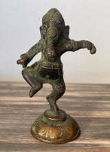 Charger l&#39;image dans la galerie, Vintage Bronze Ganesha Statue Standing 1 Leg
