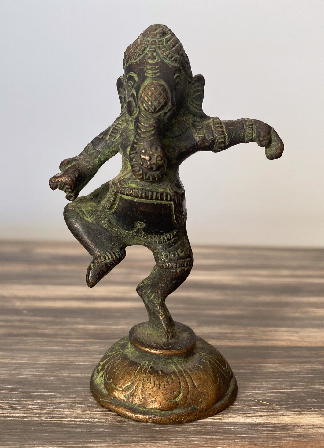 Vintage Bronze Ganesha Statue Standing 1 Leg