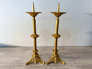Church Bronze Single-Branch Candle Holders-Gold Detailed