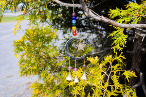 Vintage Moon Sun Star Wind Chime with Glass Beads