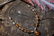 Load image into Gallery viewer, Murano Glass &amp; Brass Beaded Necklace-Orange
