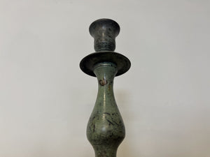 Antique Bronze Single-Branch Candle Holders-Curved Patina