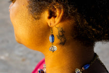 Load image into Gallery viewer, Murano Glass &amp; Brass Beaded Necklace-Blue
