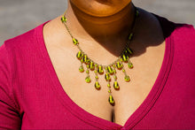 Load image into Gallery viewer, Murano &amp; Brass Beaded Necklace-Blue Circle Pendant
